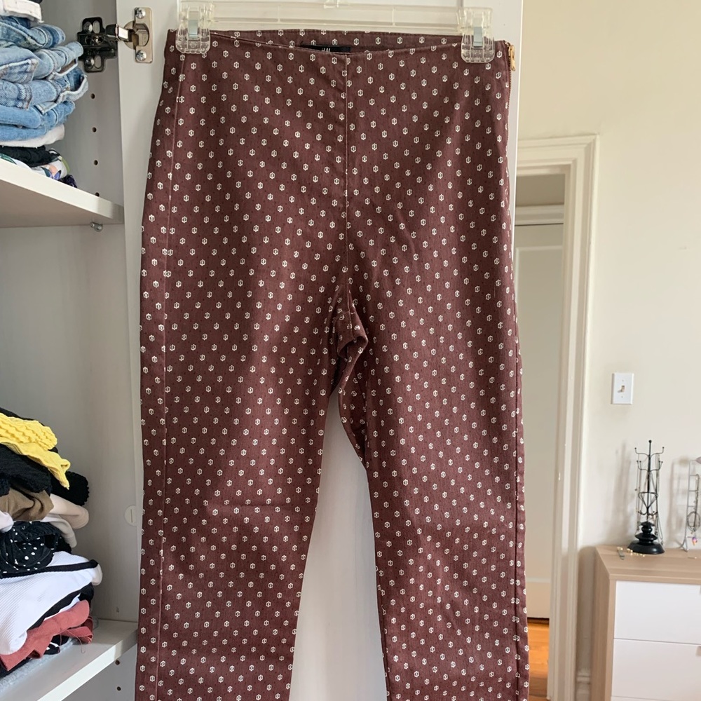 Brown Pattern High Waist Skinny Pants H&M